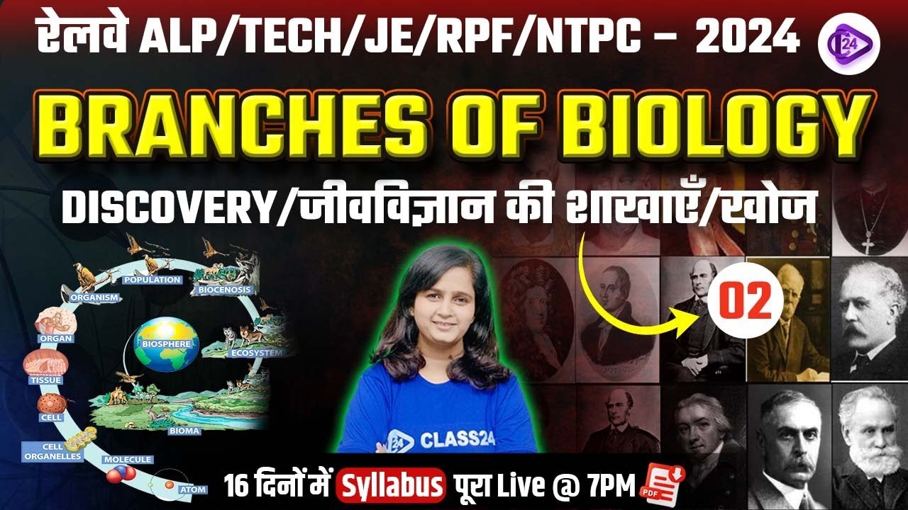 RRB ALP/TECHNICIAN/JE/ RPF/NTPC 2024 | Complete Biology by Shipra Mam | Branches of Biology