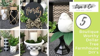 Beautiful Dollar Tree DIYs  ||  Black & White Home Decor  ||  5 Farmhouse DIYs