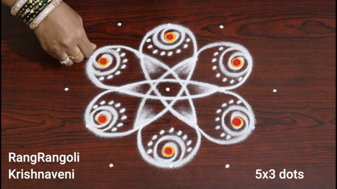Sri Rama Navami Special Rangoli🌺5x3 dots Sri Rama navami Muggulu Kolam🌺 ...