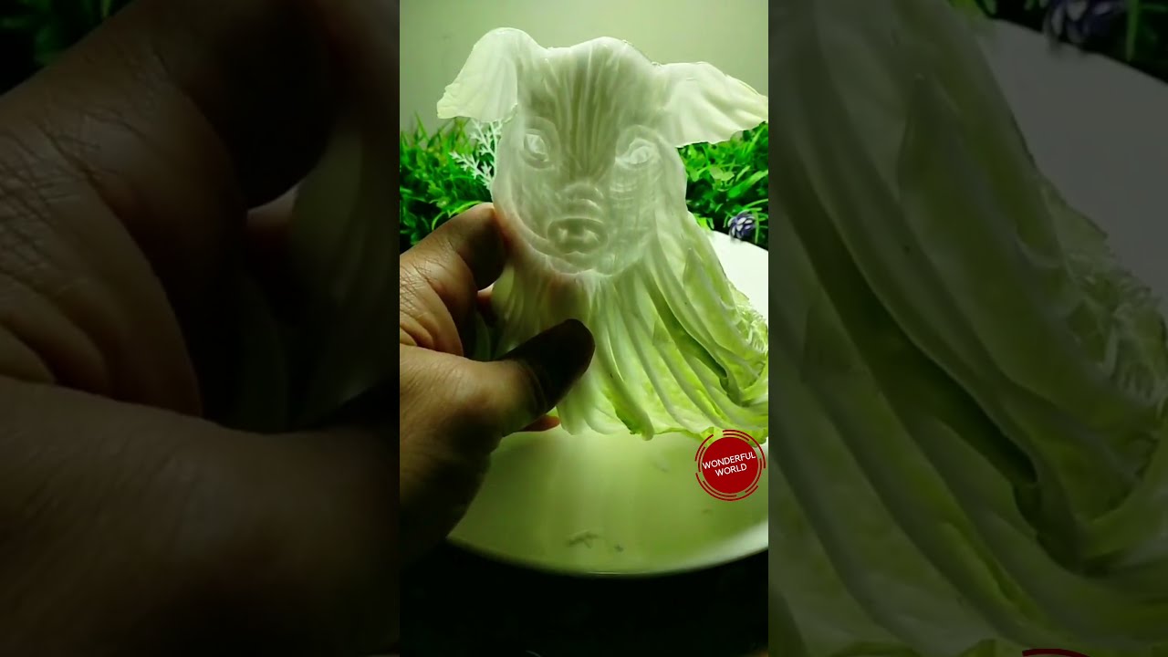 Carving pigs with cabbage leaves.Salad Decoration Ideas| Art In Fruit & Vegetable Garnish.   