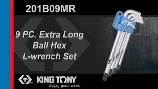 KING TONY-201B09MR-9 PC. Extra Long Ball Hex L-wrench Set