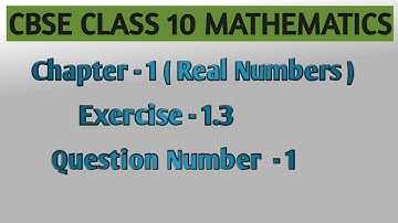 Real Numbers | Maths In Hindi | Real Numbers Class 10 Solution | Exercise 1.3 Question 1