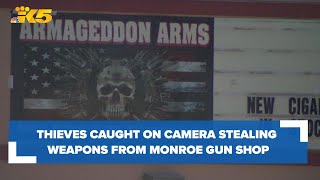 Thieves caught on camera ramming vehicle into Monroe gun shop, stealing weapons