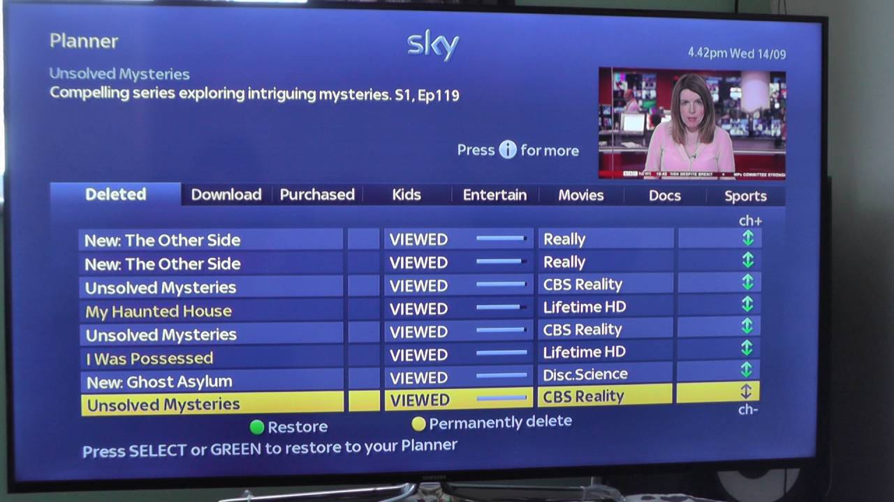 The Whats on my Sky+ HD box planner September 2016 - YouTube