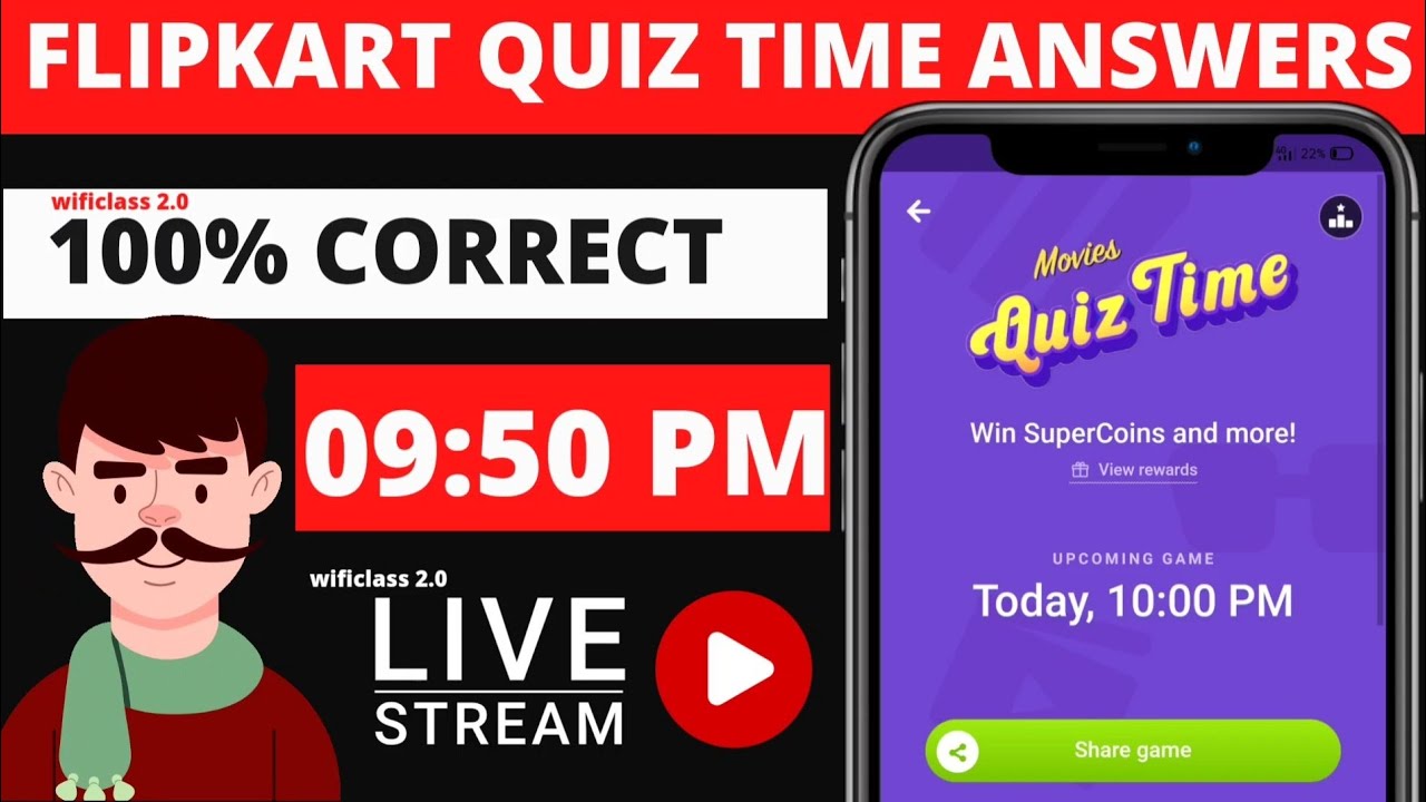 Flipkart quiz time answers today 10pm live YouTube