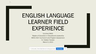 MEDU 620 Field Experience Reflection 1