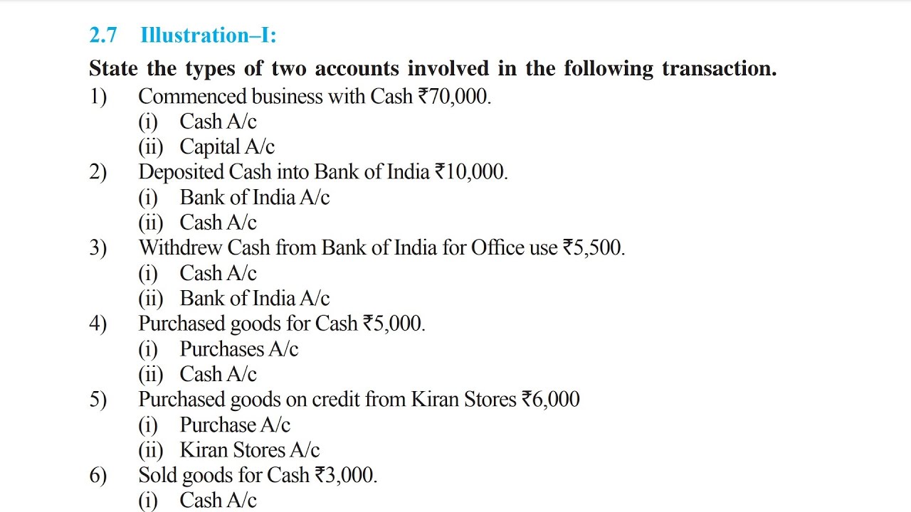 11th book keeping and accountancy chapter 2 2.7 illustration 1 page no 30 state types of two account
