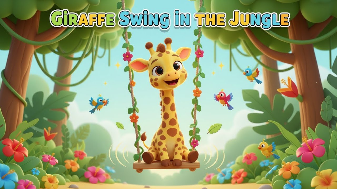 Giraffe Swing in the Jungle – Nursery Rhyme, Toddler Learning, Movement Fun, and Jungle Adventure