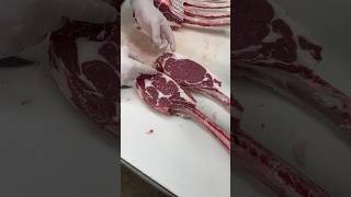 Cutting Tomahawk Steaks from a Beef Rib Section🔪 #shorts #steak #butcher