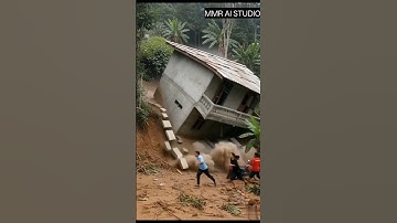 AI Generated Landslide Disaster Simulation | House Collapse & People Escape | MMR AI Studio
