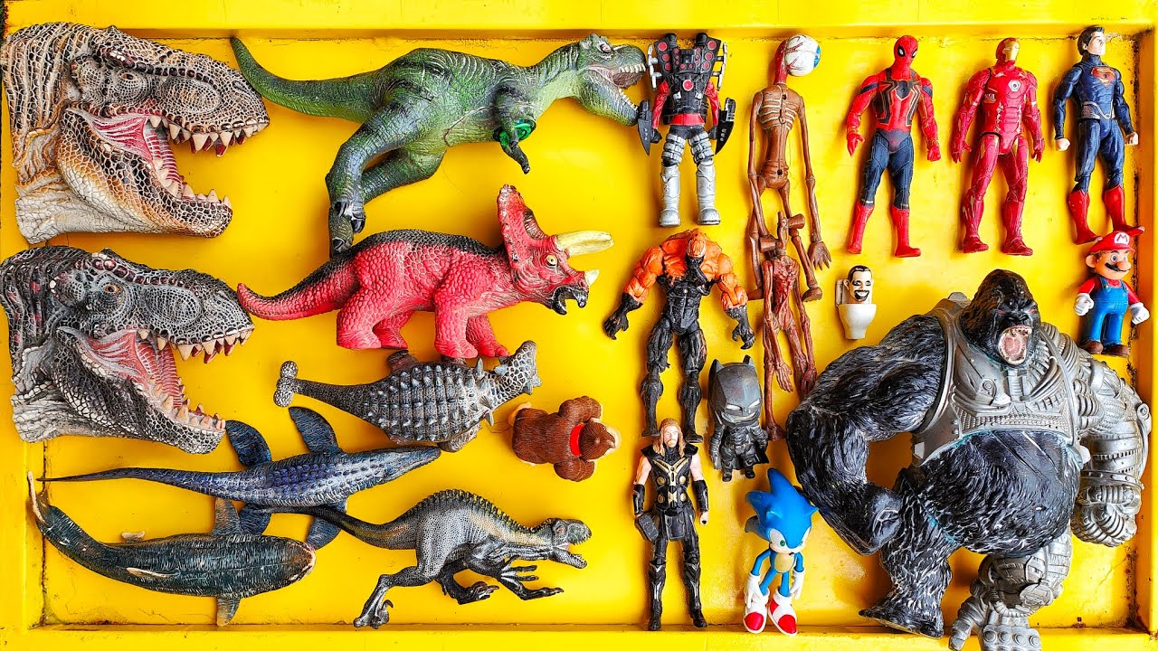 Koleksi Mainan Super jurassic World Showdown T-Rex, Brachiosaurus, and King Kong Ghidorah Skibidi !