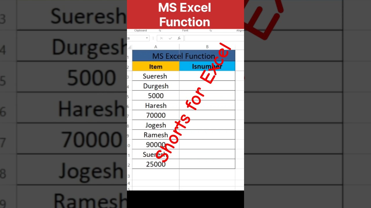 isnumber excel function | How to use ISNUMBER in Excel | ISNUMBER formula examples | Shorts | yt