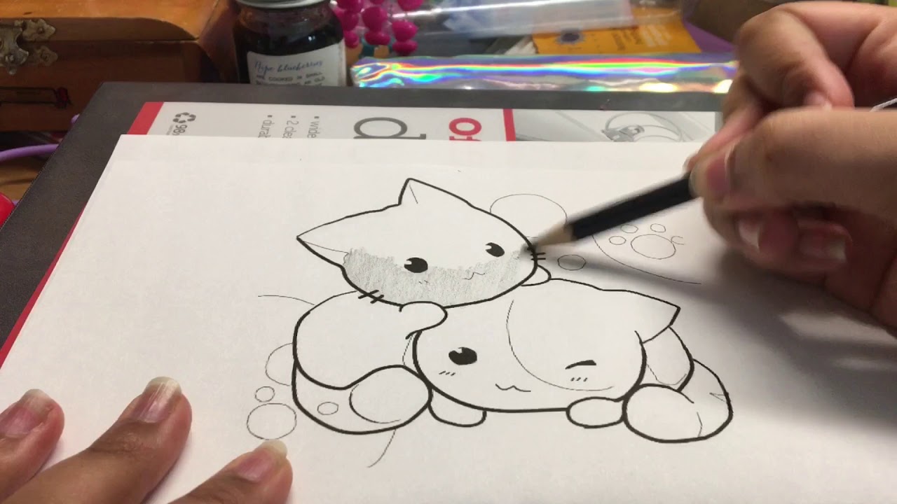Cute cat coloring page