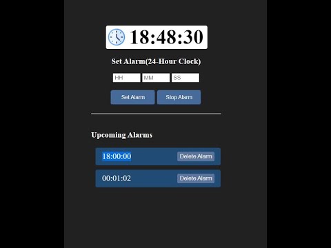 Alarm Clock using Vanilla JS (Multiple Alarms)