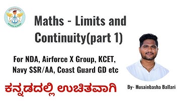 Limits & continuity for NDA, Airforce X, Navy SSR AA, Navik GD, KCET| Free Maths Class | Husainbasha