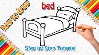رسم سرير بطريقة بسيطة بطريقة كرتونية | how to draw cartoon bed | #coloring  | drawing step by step
