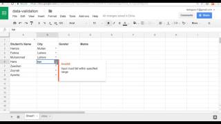 Add data validation and dropdown lists - Google Sheets Information