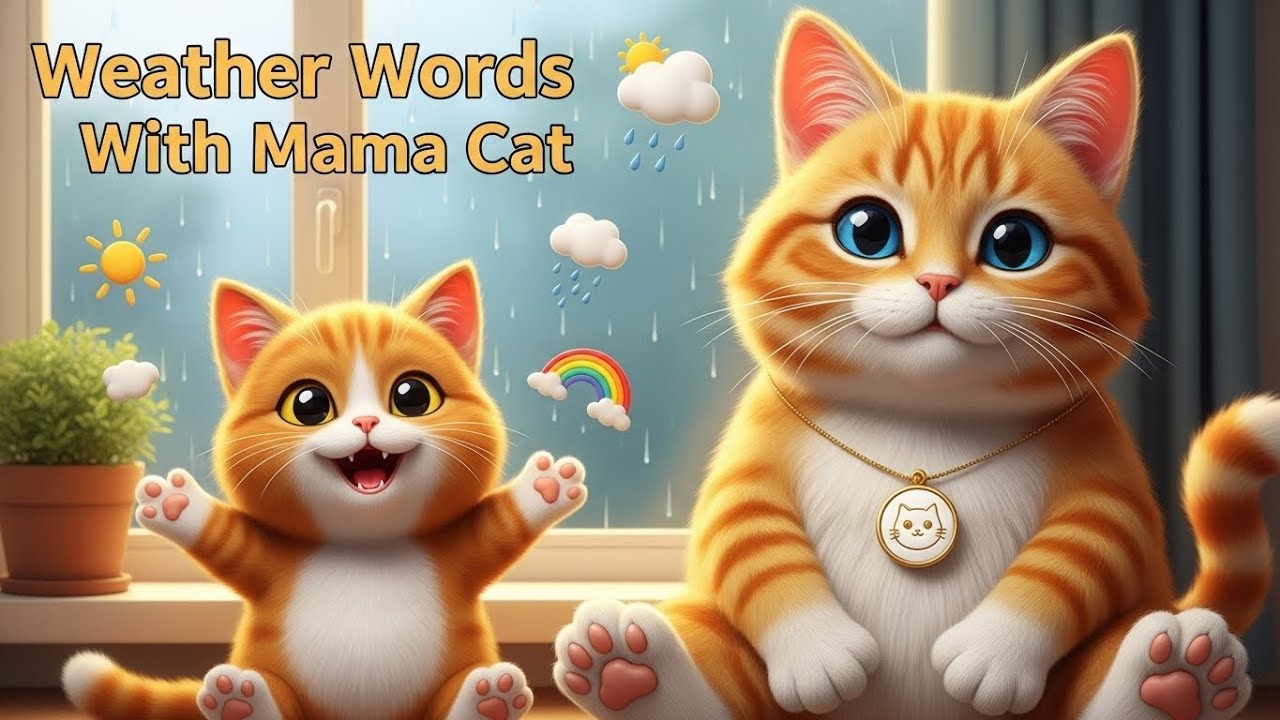 Слова о погоде с мамой-кошкой – весёлая детская песенка о погоде, дожде, солнце и временах года