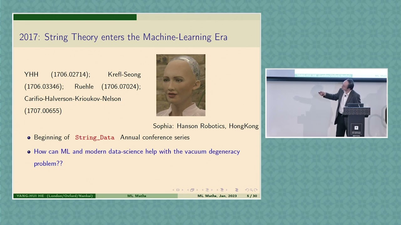 "Machine-Learning Mathematical Structures", talk by Yang-Hui He at "M-Theory & Math 2023"