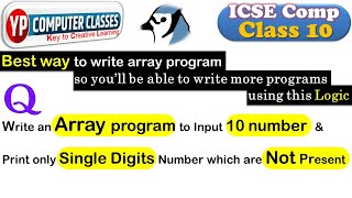 Array in Java | Array Program to input 10 numbers & print single digit numbers which are Not Present