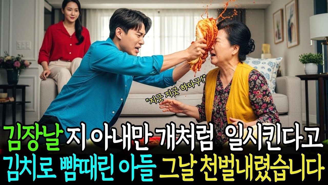 김장날 지 아내만 개처럼 일시킨다고 며느리앞에서 김치뺨때린 아들 집팔고 땅팔고 알거지 만들었습니다