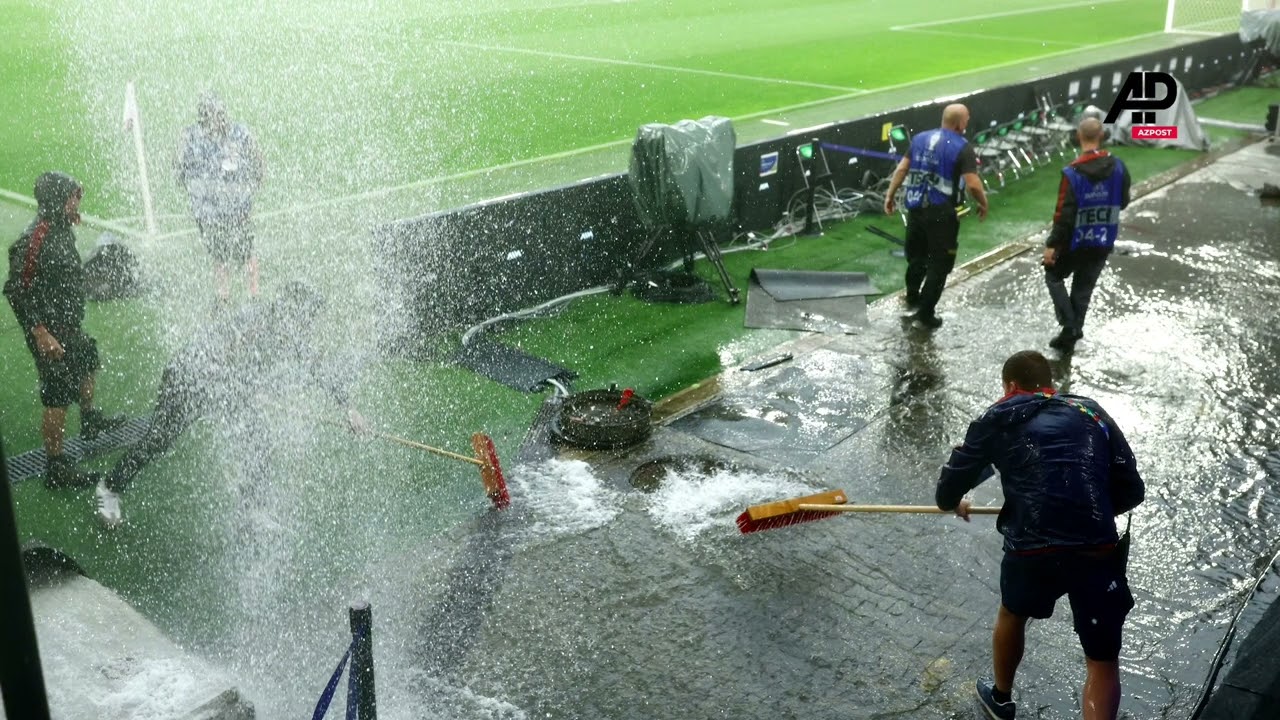 Heavy rain floods Dortmund stadium ahead of Turkey v Georgia