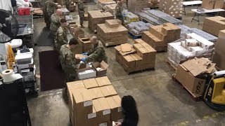 Time-lapse of Ohio National Guard helping a food bank (B-Roll)