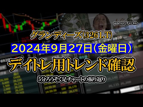 2024-09-27 ：グランディーズ(3261.T)　5分ろうそく足株価チャート