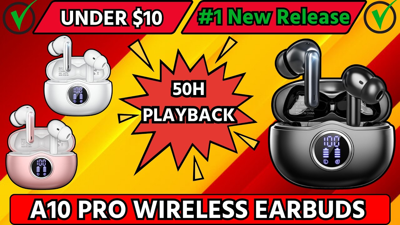 A10-Pro ワイヤレスイヤホン 300mAh New A10 Pro Wireless Earbuds Review - Under $10 (50H Playback