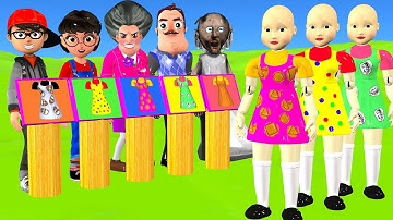 Scary Teacher 3D vs Squid Game Design Fruit Dress Nice Or Error 5 Times Challenge