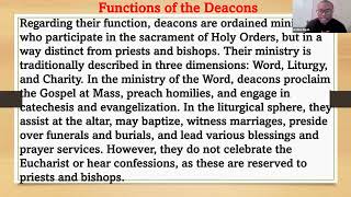 Catechesis on the Permanent Diaconate in the Roman Catholic Church 