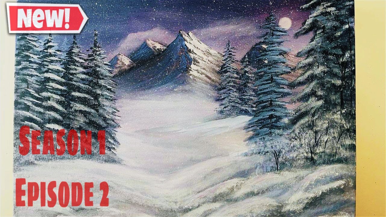 How to Paint Mountains and Pine Trees With Acrylic Time lapse 4k