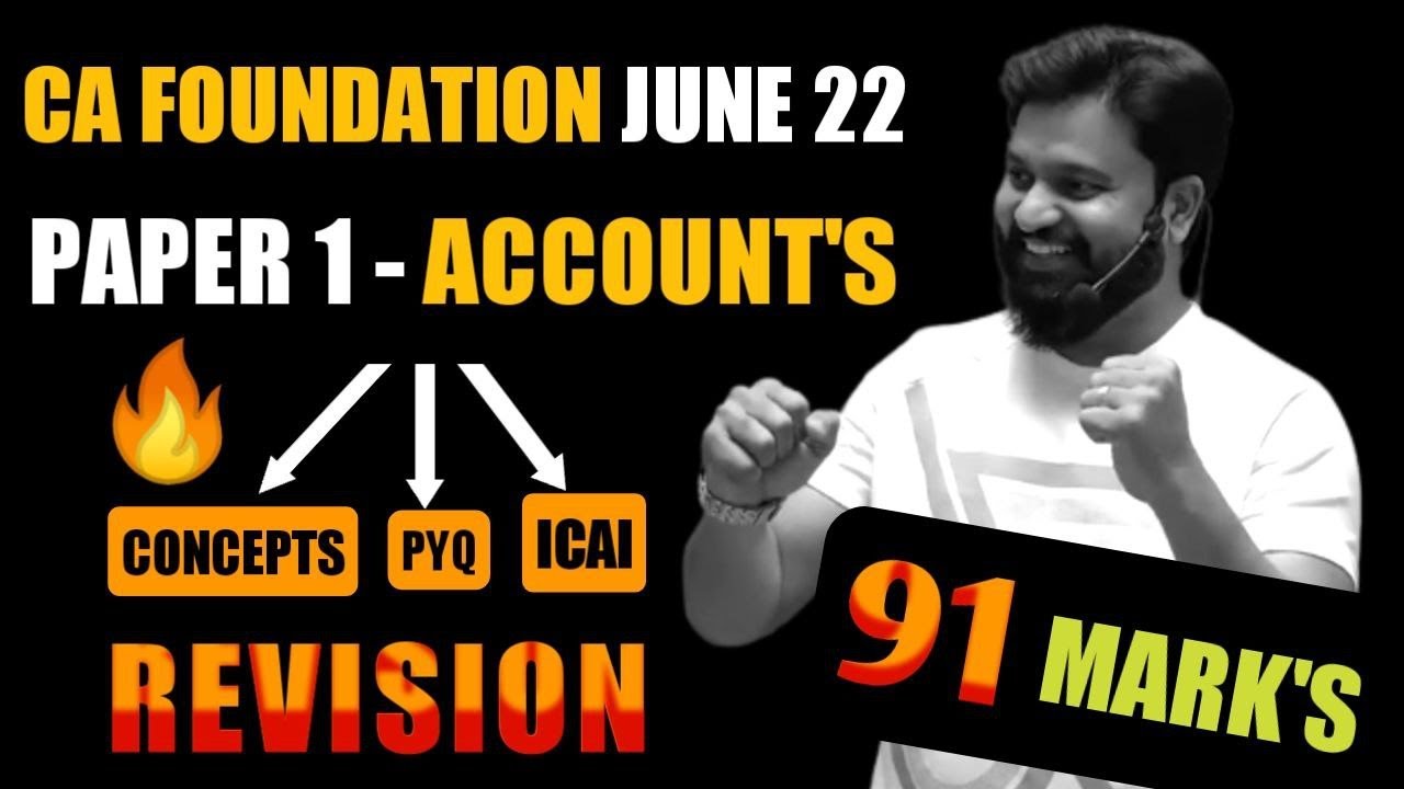 91 MARKS REVISION I CA Foundation Accounts June 22 Revision