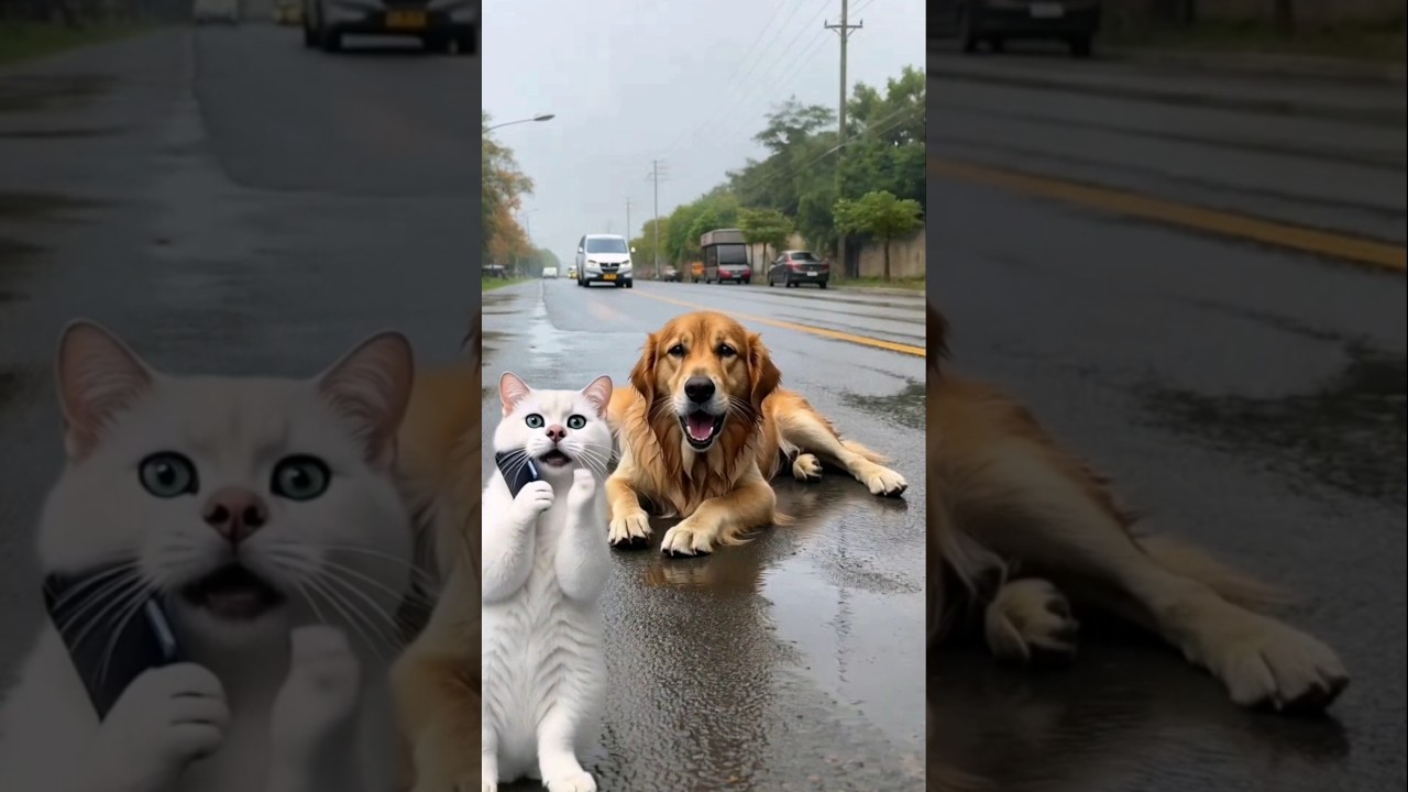 Injured Puppy & Brave Kitten in the Storm | Emotional Animal Bond" 🐶🐱🌧️ 