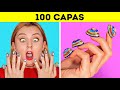 RETO DE LAS 100 CAPAS || 100 capas de maquillaje || ¡Más de 100 capas de cosas por 123GO!CHALLENGE!