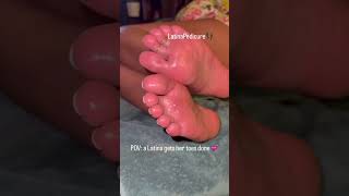 Mommy’s oiled soles Latina feet French tip toes pedicure #foot #soles