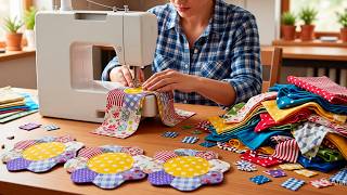 🧵I turned small scraps of fabric into a beautiful piece - fabric scrap reuse ideas