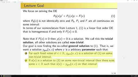 ECE 205- Lecture 2 - First Order Linear ODEs