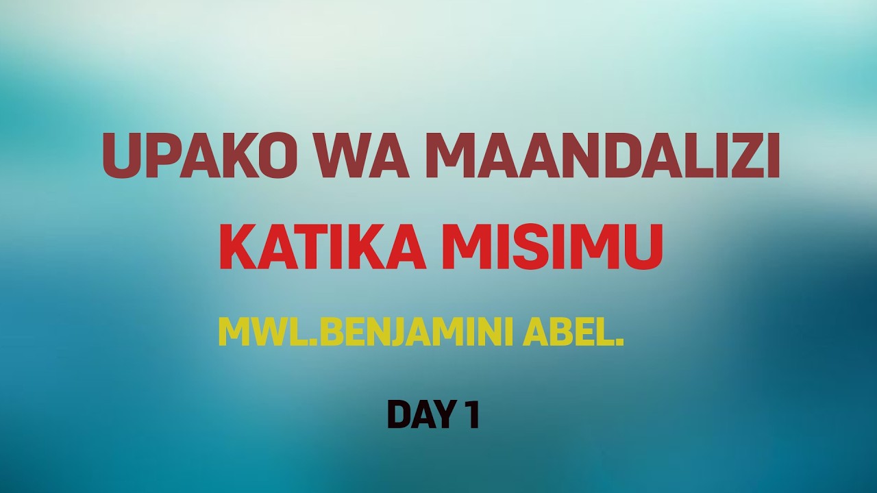 UPAKO WA MAANDALIZI KATIKA MISIMU  | Mwl Benjamin Abel | 07 March, 2026