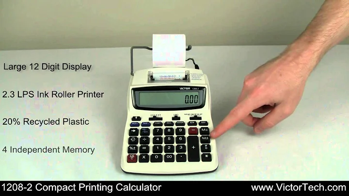 Victor 1208-2 12 Digit Compact Commercial Printing Calculator
