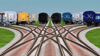 8 Backward Trains Crossing By Diamond Crossing || Gaming Videos || Train Simulator