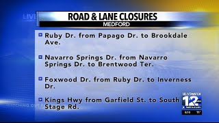 Road, lane closures across Medford