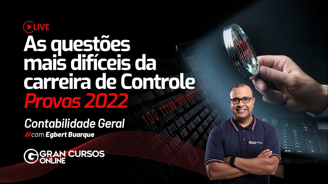 As questões mais difíceis da carreira de Controle-Provas 2022|Contabilidade Geral com Egbert Buarque