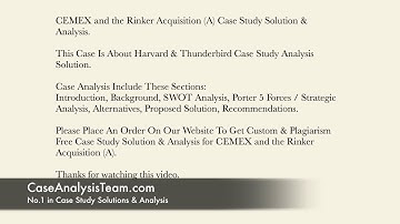 CEMEX and the Rinker Acquisition (A) Case Study Solution & Analysis