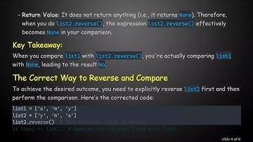 Understanding List Comparison in Python: Why list1 == list2.reverse() Returns No