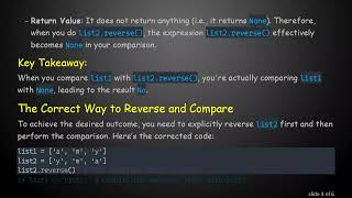 Understanding List Comparison In Python: Why List1 == List2.Reverse Returns No Resimi