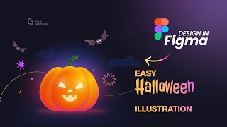 Halloween 🎃 Pumpkin  + Grain Texture Illustration Easy tutorial in Figma screenshot 1