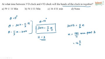Model 2 - Calculation of Time When Angle between Hands of Clock Given | Clock | TalentSprint