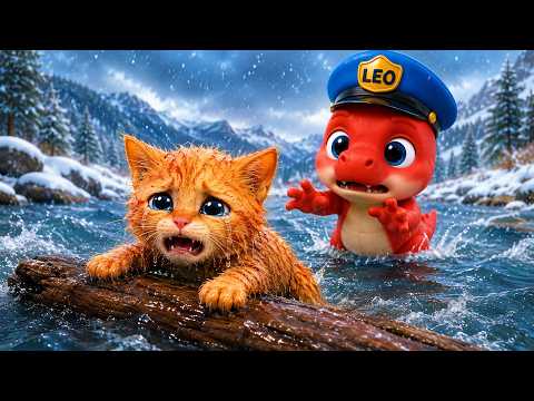 Leo Bebé T-Rex y Spinosaurus Salvan al Pequeño Gatito 🐱❄️ No Te Rindas | Cortometraje de Dinosaurios