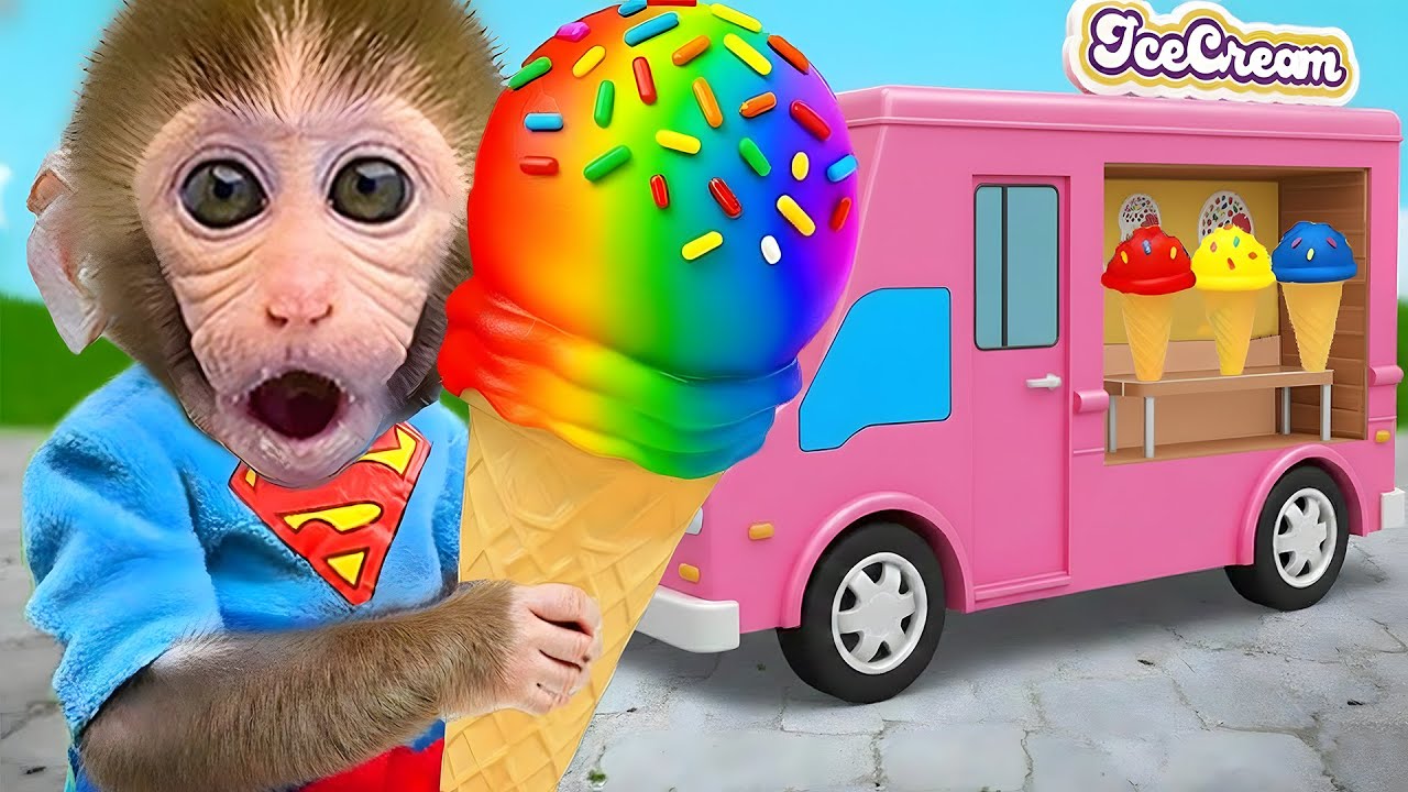 Macaquinho Bon Bon limpa a casa e prepara deliciosas frutas arco-íris | BonBon Em Português